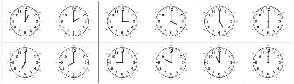 clock faces showing hands at o'clock